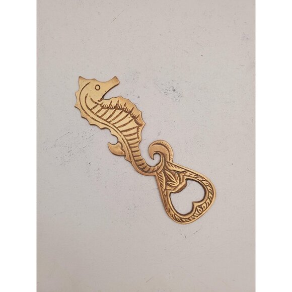 Seahorse bottle opener cap opener brass bottle opener metal figure mid century - Picture 3 of 10